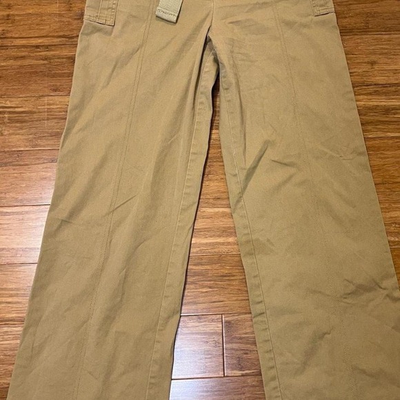 Pants - Edikted Khaki Cargo Flare Pants Low Rise Belted Y2K Utility Tan Size Medium